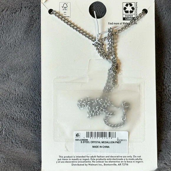 Men's Stainless Steel Crystal Religious Medallion Pendant 24”✨NWT✨ - Picture 4 of 7